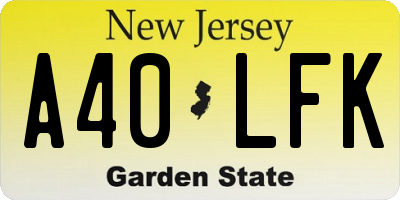 NJ license plate A40LFK