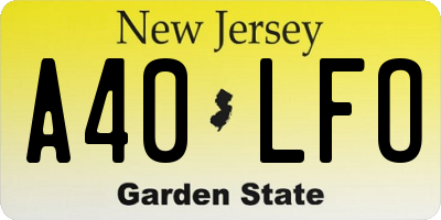 NJ license plate A40LFO