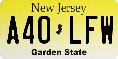 NJ license plate A40LFW