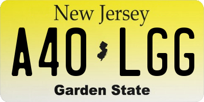NJ license plate A40LGG