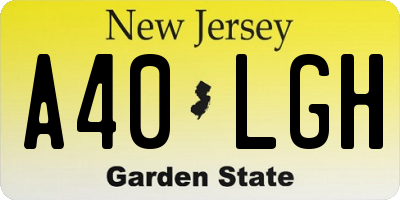 NJ license plate A40LGH