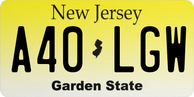 NJ license plate A40LGW