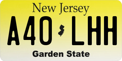 NJ license plate A40LHH