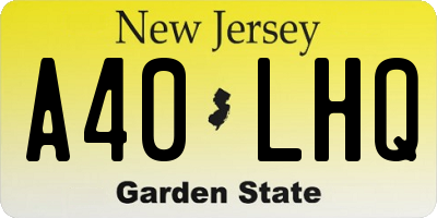 NJ license plate A40LHQ
