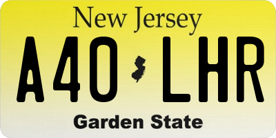 NJ license plate A40LHR