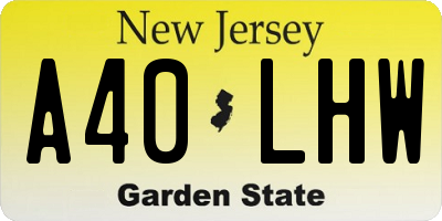 NJ license plate A40LHW