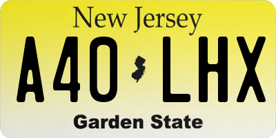 NJ license plate A40LHX