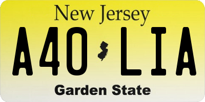 NJ license plate A40LIA