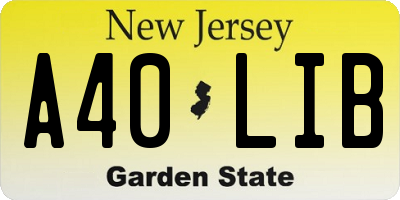 NJ license plate A40LIB