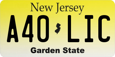 NJ license plate A40LIC