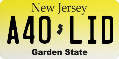 NJ license plate A40LID