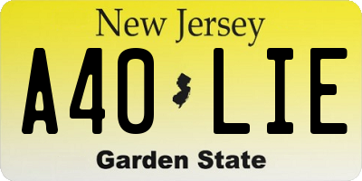 NJ license plate A40LIE