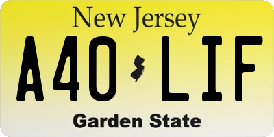 NJ license plate A40LIF