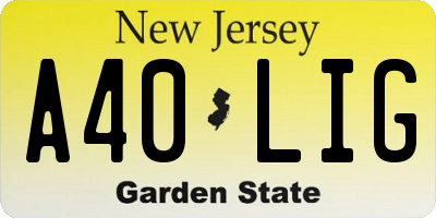 NJ license plate A40LIG