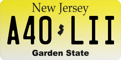 NJ license plate A40LII