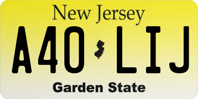 NJ license plate A40LIJ