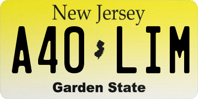 NJ license plate A40LIM