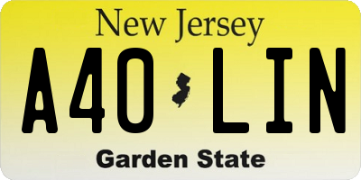 NJ license plate A40LIN