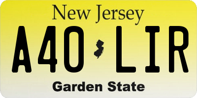 NJ license plate A40LIR