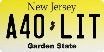 NJ license plate A40LIT