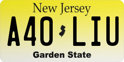 NJ license plate A40LIU