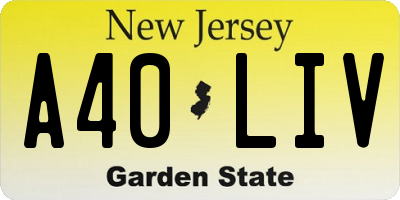 NJ license plate A40LIV