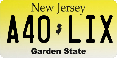 NJ license plate A40LIX