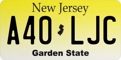 NJ license plate A40LJC