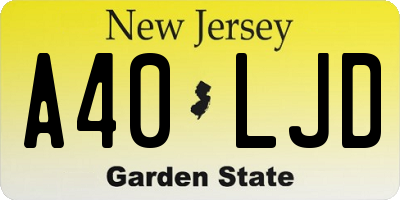 NJ license plate A40LJD