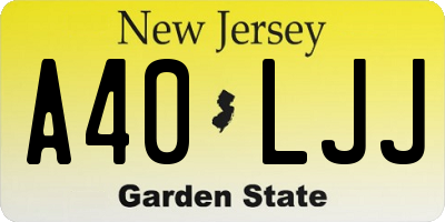 NJ license plate A40LJJ