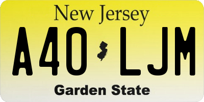 NJ license plate A40LJM