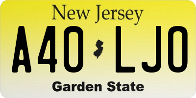 NJ license plate A40LJO
