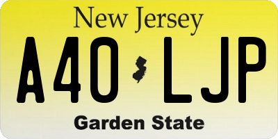 NJ license plate A40LJP