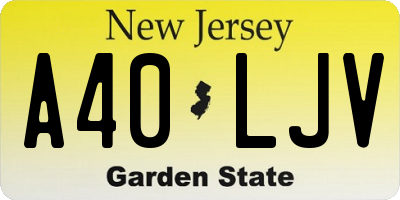 NJ license plate A40LJV