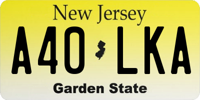 NJ license plate A40LKA