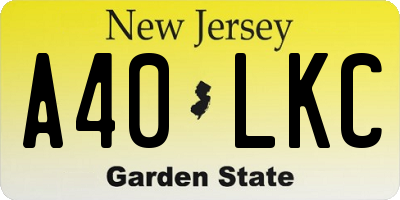 NJ license plate A40LKC