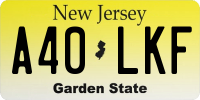 NJ license plate A40LKF