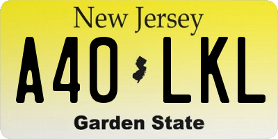 NJ license plate A40LKL