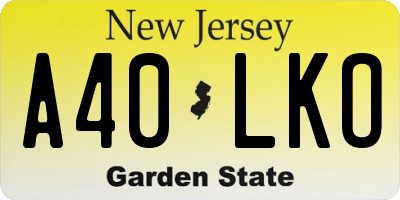 NJ license plate A40LKO
