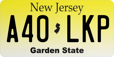 NJ license plate A40LKP