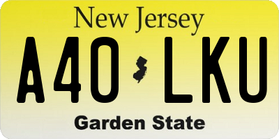 NJ license plate A40LKU
