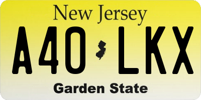 NJ license plate A40LKX