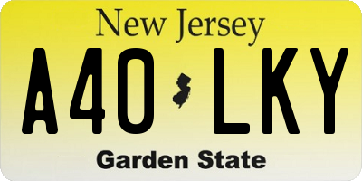 NJ license plate A40LKY