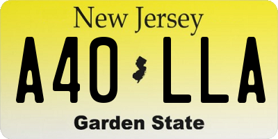 NJ license plate A40LLA
