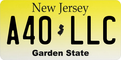 NJ license plate A40LLC