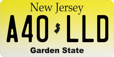 NJ license plate A40LLD
