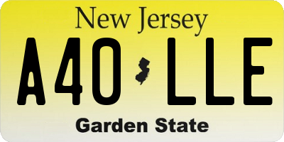 NJ license plate A40LLE
