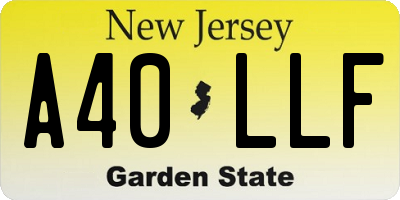 NJ license plate A40LLF