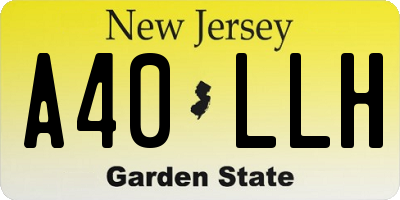 NJ license plate A40LLH