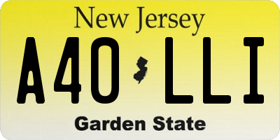 NJ license plate A40LLI